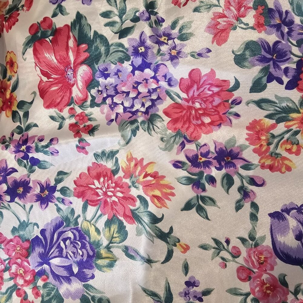 90s Satin White Floral Mini Slip Dress Pink Purple Size S Small Low Back Short - Picture 3 of 11